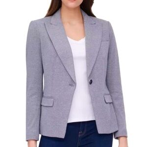 TOMMY HILFIGER - Single-Button Elbow-Patch Blazer in soft grey, size 14.
